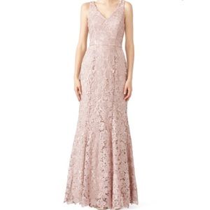JS Collection Blush Floral Lace Gown Size 4